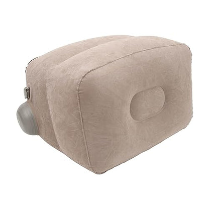 Foot Rest Pillow Inflatable Two Layer Single Air Valve PVC Flocking Portable Reducing Fatigue Airplane Foot Pillow for Office Home Travel (Grey) - color: Grey