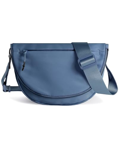Crescent Bag for Women and Men, Fashion Medium Nylon Folding Crescent Moon Bag Single Shoulder Bag with Adjustable Strap - color: Blue