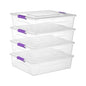 Clear Plastic Storage Bins with Lids Stackable Storage Box for Crafts, Supplies (Large 4Pack Purple) - size: Large 4Pack Purple