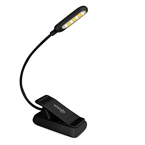 VAVOFO Rechargeable Reading Light, 7 LEDs with 9 Color Temperature 9 Brightness Levels Clip On Book Light for Reading in Bed with Power Indicator for Bookworms (Black) - color: Black