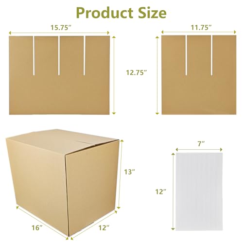7 Sets Moving Boxes with Divider Kits,16 x 12 x 13 Inch Glassware Dish Packing Box Kitchen Moving Box Corrugate Dividers with 84 Pcs Foam Pouches,2 Pcs tape rolls with dispenser - style: 7 Sets-one layer-16x12x13in