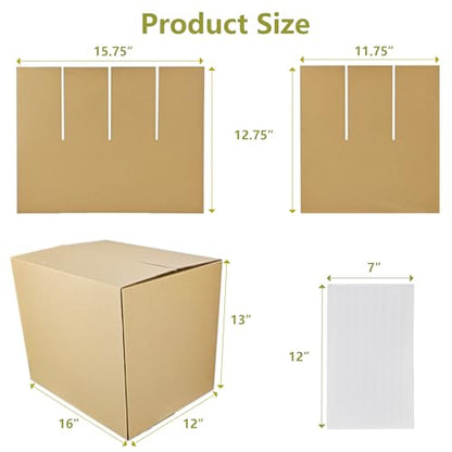 7 Sets Moving Boxes with Divider Kits,16 x 12 x 13 Inch Glassware Dish Packing Box Kitchen Moving Box Corrugate Dividers with 84 Pcs Foam Pouches,2 Pcs tape rolls with dispenser - style: 7 Sets-one layer-16x12x13in