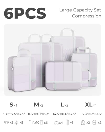 Percover Compression Packing Cubes for Travel, 6-Piece Structured Compression Organizer Set for Organized Packing & Carry-On Luggage, Purple - color: Purple, size: 6 Set