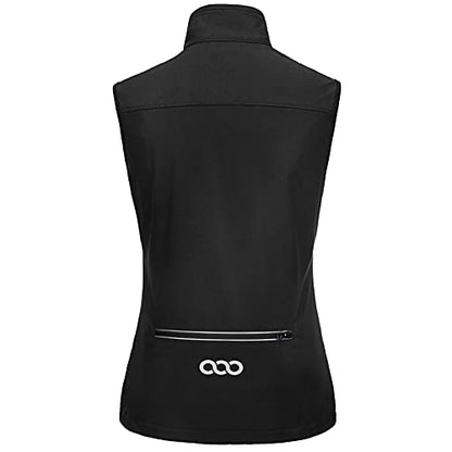 33,000ft Women's Lightweight Running Vest Outerwear with Pockets, Windproof Sleeveless Jacket for Golf Hiking Travel - color: Black-1, size: Large