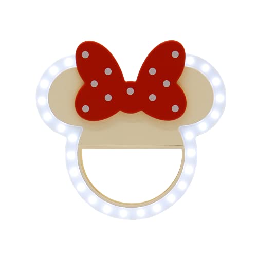 Impressions Vanity Disney Minnie Mouse GlowMe LED Beauty Ring Light with 3 Level Adjustable Brightness, Portable Clip on Phone Ring for Makeup and Tablet - color: White/Red