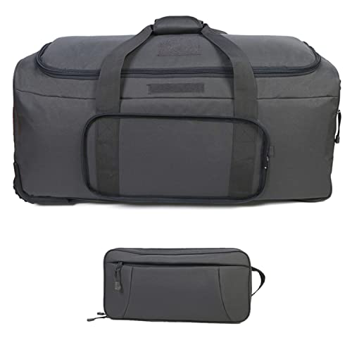 Greencity Duffel Bag Wheels Rolling Deployment Wheeled Military Suitcase Heavy-Duty Extra large deployment bag Capacity 32 Inch，Grey - color: Grey