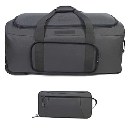 Greencity Duffel Bag Wheels Rolling Deployment Wheeled Military Suitcase Heavy-Duty Extra large deployment bag Capacity 32 Inch，Grey - color: Grey