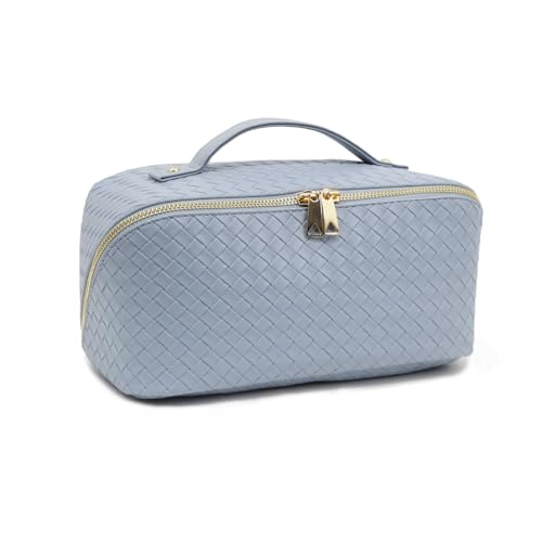 Travel Makeup Bag – Large Cosmetic Organizer with Waterproof PU Leather, Smooth Double Zipper & Tear-Resistant Lining, Toiletry Pouch for Women (Ice) - color: 03-Ice