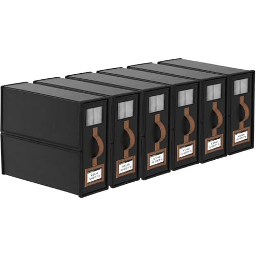 6 Pack Foldable Bed Sheets Set Organizers and Storage(King & Queen Size),Linen Fabric Closet Organizers with Window,Folding Bedding Storage Box for Bedsheets and Pillow Cube Organizer-Black - color: Black, size: 6 Pack-King Size-3.7 Gal