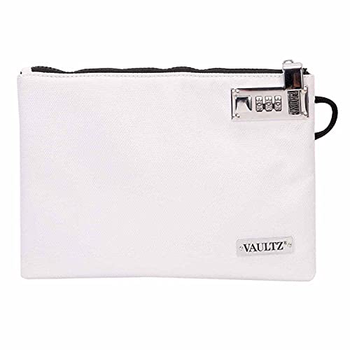 Vaultz Money Bag with Lock - 7 x 10 Inch, Men & Women's Locking Accessories Pouch for Cash, Bank Deposits, Wallet, Medicine, Phone and Credit Cards - WHITE - color: White, size: 7x10