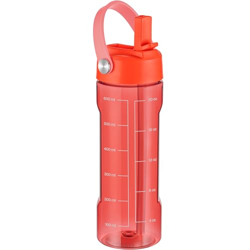 GOPPUS 20oz Clear Water Bottle with Flip Straw, Lightweight, Leakproof, Easy Carry and BPA-Free, Tritan Water Bottlefor Sport, Travel, Outside (Red) - color: Red, size: 20 Ounces