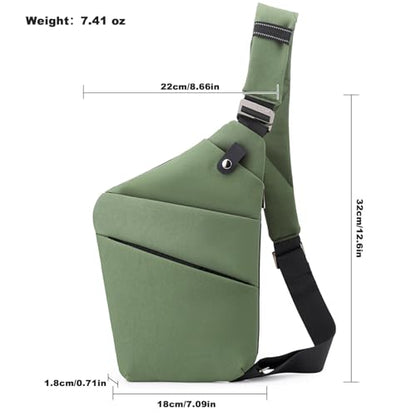 Anti Theft Travel Bag, One Shoulder Large Capacity Cross-body Bag Chest Fashion Lightweight Sling Bags for Travel Sports - color: Green, style: Right Shoulder