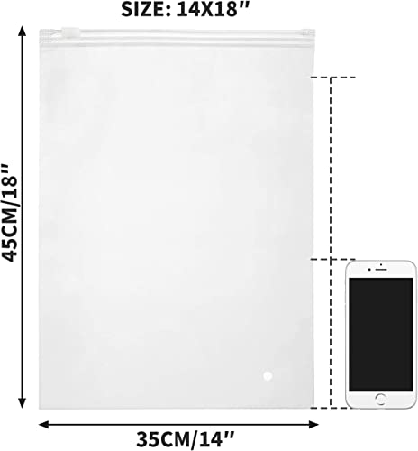 Plastic Storage Bags with Zipper, 100pcs 14x18 inch 3 mil Thick Large Ziplock Bags for Storage, Frosted Zipper Bags for Clothes T Shirt, Swimsuit, Jeans, with Vent Hole - size: 14x18"