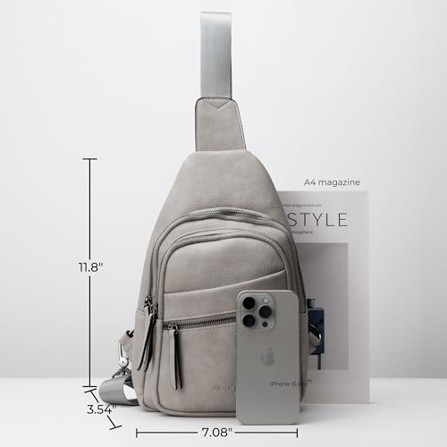 Alldaily Large Sling Bag for Women Crossbody Purse Leather Fashionable Trendy Chest Bag for Travel, Fanny Pack (Grey) - color: Grey