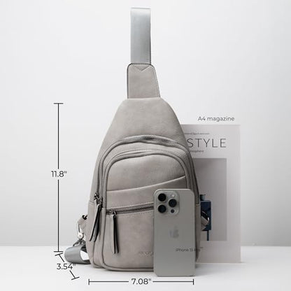 Alldaily Large Sling Bag for Women Crossbody Purse Leather Fashionable Trendy Chest Bag for Travel, Fanny Pack (Grey) - color: Grey