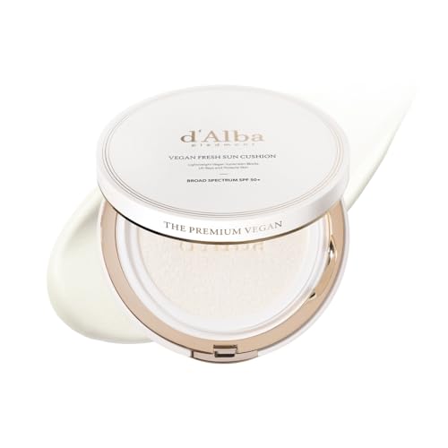 d'alba Piedmont Vegan Fresh Sun Cushion, BROAD SPECTRUM SPF 50 + Korean Sunscreen for Face, Hydrating, Thin Layer, For All Skin Types (0.88 oz)