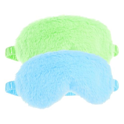 2 Pcs Plush Leopard Eye Mask Soft Sleeping Blindfold Eye Cover Comfortable Furry Faux Fur Sleeping Mask Satin Nap Night Eyeshade Cover for Women Men Gift (Green, Blue) - color: Green&blue