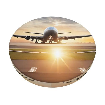 Round Bar Stool Covers 14 Inch, Airplane, 3-Layer Velvet Circular Seat Cushion Covers, Washable Non-Slip Chair Pads for Round Stools, Suitable for Thick Within 2.76 Inch - size: 14 inch