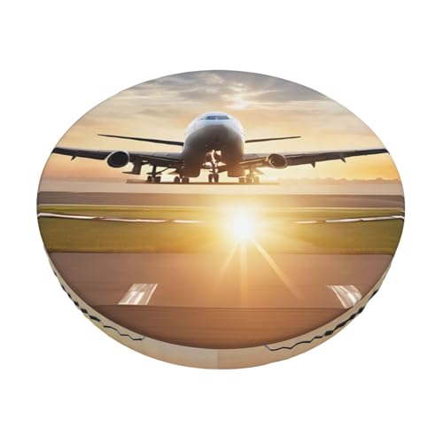 Round Bar Stool Covers 14 Inch, Airplane, 3-Layer Velvet Circular Seat Cushion Covers, Washable Non-Slip Chair Pads for Round Stools, Suitable for Thick Within 2.76 Inch - size: 14 inch