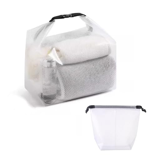 Cosmetic storage bag with dry and wet separation, wash bag, hand-held bag, portable storage bag, simple style,suitable for travel, fitness, swimming, outdoor rafting (White, 7.1in*6.3in*9.4in) - color: White