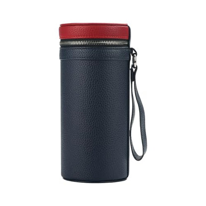 3 slots eyeglass case Leather sunglasses storage box, suitable for both men and women, Glasses Storage Holder Box - color: Blue / Red