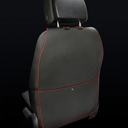 HCMAX 2 Pack Kick Mat Car Seat Back Protector Waterproof Easy to Clean Multifunctional Organizer Storage Bag Travel Accessory PU Leather Black-Red - color: Black-Red, size: Style 2