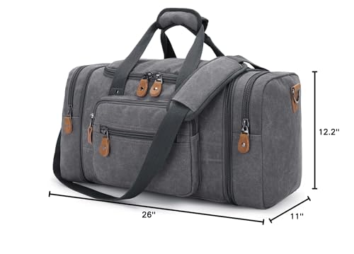 Gonex Canvas Duffle Bag for Travel, 60L Duffel Overnight Weekend Bag (Gray) - color: Grey, size: X-Large-60L (Without Shoe Compartment)