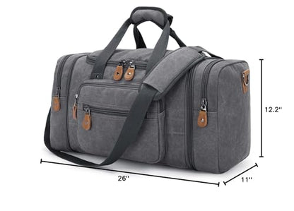 Gonex Canvas Duffle Bag for Travel, 60L Duffel Overnight Weekend Bag (Gray) - color: Grey, size: X-Large-60L (Without Shoe Compartment)