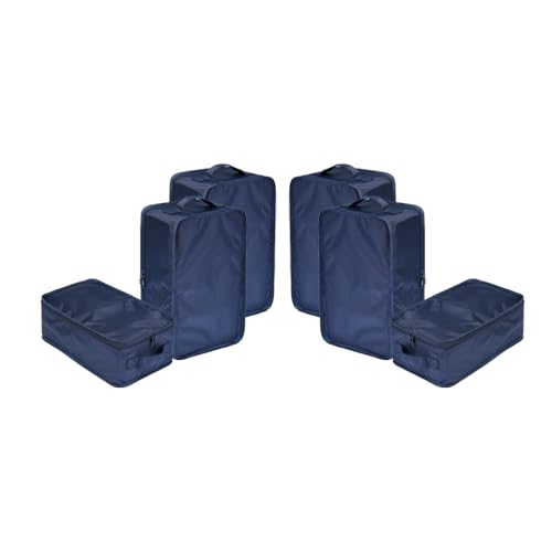 Travel Shoe Bags, Foldable Waterproof Shoe Pouches Organizer-Double Layer (6 Navy Shoe Bags) - color: Navy, size: 6 Packs