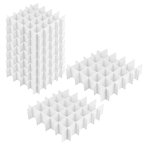 JOIKIT 64 Pack White Plastic DIY Grid Drawer Dividers, Adjustable Drawer Divider Organizer, Household Storage Makeup Socks Underwear Organizer - color: White, size: 64 PCS
