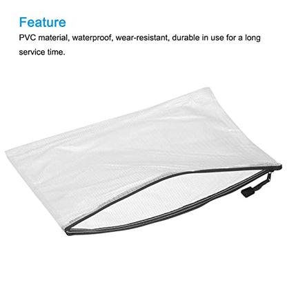 MECCANIXITY Mesh Zipper Bags, A3 Size Plastic Zip File Pouch Document Folders for Home Office Travel, Black Pack of 3 - color: Black
