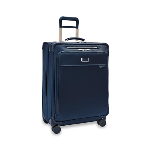 Briggs & Riley 26" Medium Expandable Spinner - Checked Luggage for Travel, Suitcases with Wheels, Softside Rolling Bag for Men & Women, Self-Repairing Zipper - Baseline Collection, Navy - color: Navy, size: 26" Medium Expandable