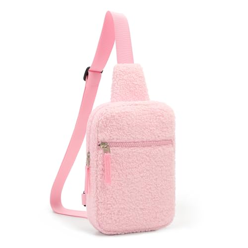 Birthday Gifts for 8 9 10 11 12 Year Old Teens Girls Kids, Fanny Pack Crossbody Bag Sling Belt Bags Purse, Dorm Travel Essentials for Girls Fashion, Preppy Tween Teen Girl Gift Trendy Stuff - color: Plush Pink