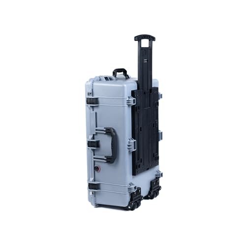 ColorCase Pelican 1650 Case Silver - Large Sized Rolling Waterproof Case with Pick & Pluck Foam & Convoluted Lid Foam - Black Handles & Latches - color: Black Handles & Latches