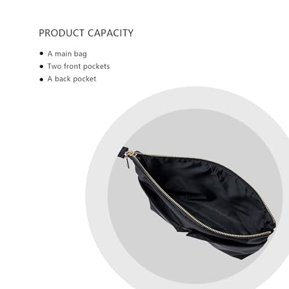 Cosmetic Bag Storage Organizer Insert Lightweight Waterproof Nylon Fabric with Zipper Closure Ideal for Travel Tote Bags（nylon-black） - color: Nylon-black