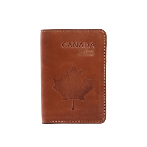 INCARNE Leather Passport Holder for Travel - Passport Case - Passport Wallet for Men - Passport Cover for Women Sleeve Protector - Travel Essentials Vacation Luggage Travel Gifts - Vintage Cognac - color: Vintage Cognac, style: Maple Canada