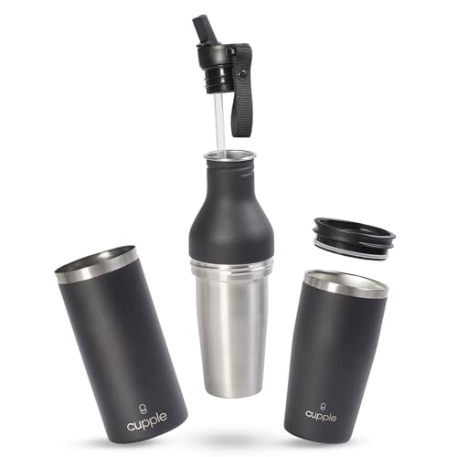 Tumbler, Stainless Steel 2-in-1 Travel Coffee Mug & Water Bottle, Leak Proof Insulated Cup for Hot & Cold Drinks, BPA Free, Fits Most Cup Holders (Black Pepper) - color: Black Pepper