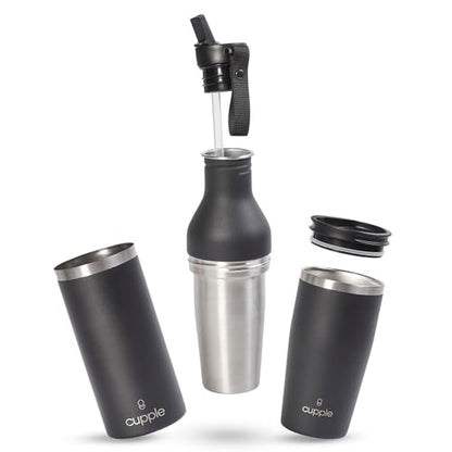 Tumbler, Stainless Steel 2-in-1 Travel Coffee Mug & Water Bottle, Leak Proof Insulated Cup for Hot & Cold Drinks, BPA Free, Fits Most Cup Holders (Black Pepper) - color: Black Pepper