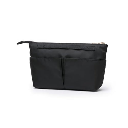 Cosmetic Bag Storage Organizer Insert Lightweight Waterproof Nylon Fabric with Zipper Closure Ideal for Travel Tote Bags（nylon-black） - color: Nylon-black