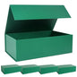 LFBOX Green Christmas Gift Box with Magnetic Lids 13.8x8.3x4.4 in, Bridesmaid Groomsman Proposal Box, Large Rectangle Storage Box 5 Pack - color: Green, size: 1 count (Pack of 5)