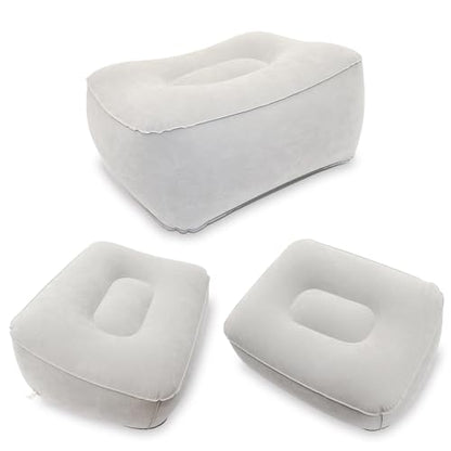 Inflatable Foot Rest, Carseat Inflatable Foot Rest Pillow, Airplanes Inflatable Foot Rest Cars, Travel Footrest Pillow for Home Office,Trains (Grey 2 Count), 14.5" L×11.8" W×7.9”H