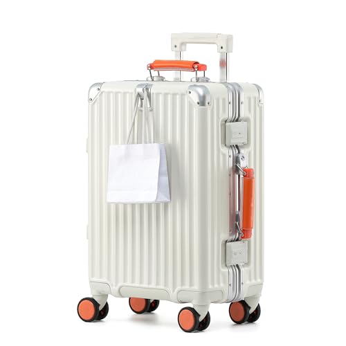 HotWay 20 Inch Carry On Luggage with Leather Handle, PC Zipperless Suitcase with Spinner Wheels and TSA Locks, 22x14x9 Airline Approved Luggage for Travel, White - color: White, size: Carry on 20inch