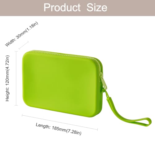Large Silicone Multifunctional Essential Bag Portable Travel Makeup Bag for Women Men Cards Cash Bag Zipper Pouch (Green) - color: Green