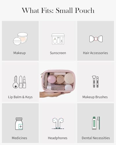 Pocmimut Mini Makeup Bag with Small Cosmetic Bag Travel Essentials Organizers,TSA Approved Toiletry Bag Makeup Pouch Clear Cosmetic Bags for Women,Pink - color: Pink, style: Small+mini
