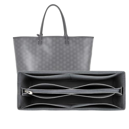 Organizer Insert Compatible with Goyard | Large Size(15"*5"*7"),Zipper Dividers for Inside Purse,Muiti-Pockets,Felt Fabric