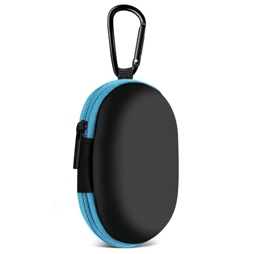 for Earbuds Carrying Case, Small Oval Storage Cases, Tech Pouch, Portable Storage Earbud Pouch Bag for Earbuds, in-Ear Headphones, Earphones, Headsets, Hearing Aids, USB Charging Cable, Blue - color: D2-oval blue