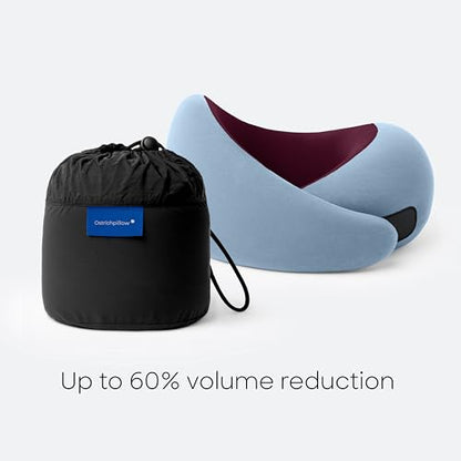 Ostrichpillow Go Neck Pillow, Travel Pillows for Airplanes, Premium Memory Foam Travel Pillow, 360º Ergonomic Design, Asymmetrical Sides, Travel Bag Included, Washable Modal Cover - color: Dawn
