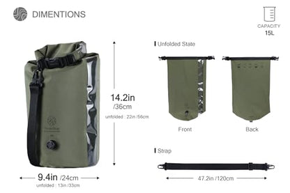 Washbag Portable Washing Machine - 15L Fully Waterproof Dry Bag - Lightweight Compact Nylon Washing Machine - Portable Manual Clothes Washer Laundry Bag (Olive) - color: Olive