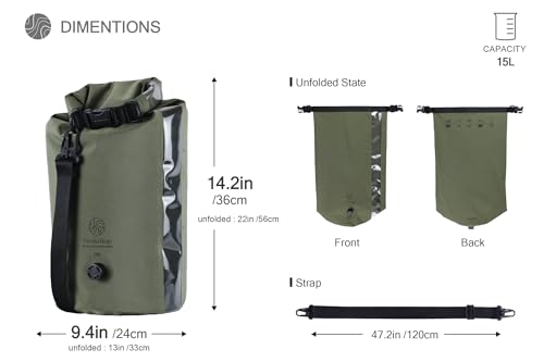 Washbag Portable Washing Machine - 15L Fully Waterproof Dry Bag - Lightweight Compact Nylon Washing Machine - Portable Manual Clothes Washer Laundry Bag (Olive) - color: Olive