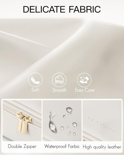 Vlando Travel Makeup Bag,Small Makeup Pouch Cosmetic Bag for Women Makeup Organizer Bag Gifts for Women Girlfriend Teacher Mom Brithday Gifts-White - color: 01-White
